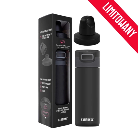 Kambukka giftbox Etna 500ml matte black z dodatkową nakrętką twist 