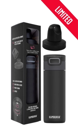 Kambukka giftbox Etna 500ml matte black s dodatočným viečkom