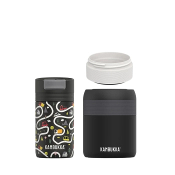 Termoset do školy Kambukka Playway Roads – hrnček 300 ml, termoska na obed 600 ml a nádoba